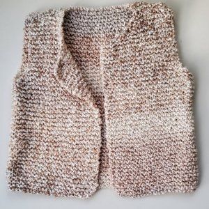 Hand knit sweater vest neutral tan minimalist homemade